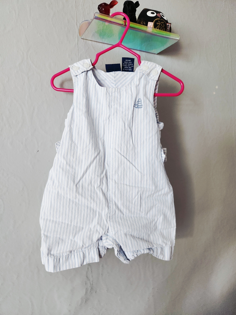 Bowen & Wright Striped Romper - Nautical Embroidered Detail